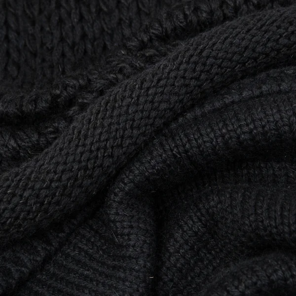 ヨウジヤマモト ファムYohji Yamamoto FEMME ニットレイヤードピン留アルパカリバーシブルコート 黒3 K-86009_018