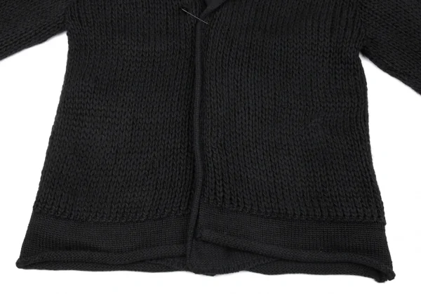 ヨウジヤマモト ファムYohji Yamamoto FEMME ニットレイヤードピン留アルパカリバーシブルコート 黒3 K-86009_005