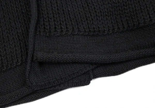 ヨウジヤマモト ファムYohji Yamamoto FEMME ニットレイヤードピン留アルパカリバーシブルコート 黒3 K-86009_006