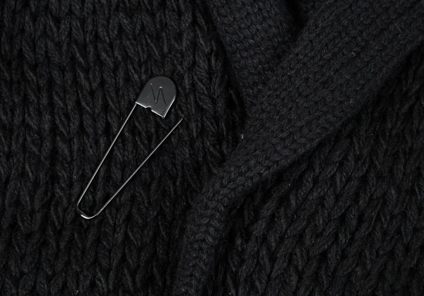 ヨウジヤマモト ファムYohji Yamamoto FEMME ニットレイヤードピン留アルパカリバーシブルコート 黒3 K-86009_007