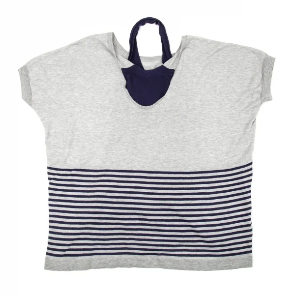 ジュンヤワタナベ コムデギャルソンJUNYA WATANABE COMME des GARCONSボーダーレイヤードデザイントップス グレー紺M K-86017_013