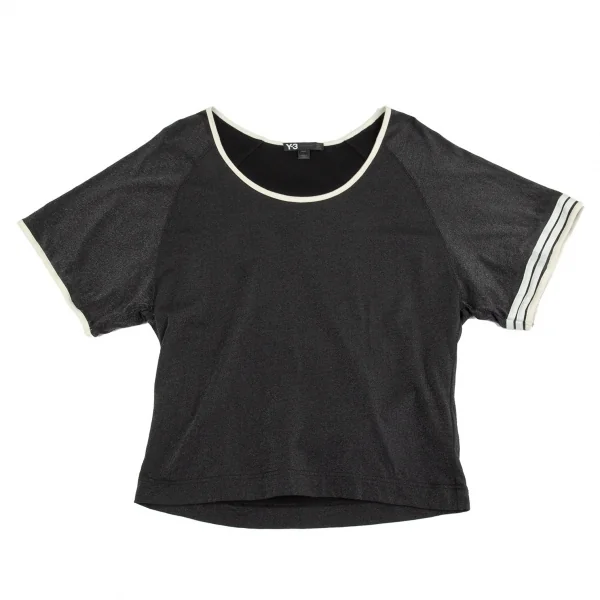 ワイスリーY-3 袖ボーダーラメカットソー 黒オフM/M K-86039_002