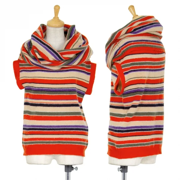 45rpm ドレープネックストライプノースリーブカシミヤニット オレンジベージュ0 K-86048_001