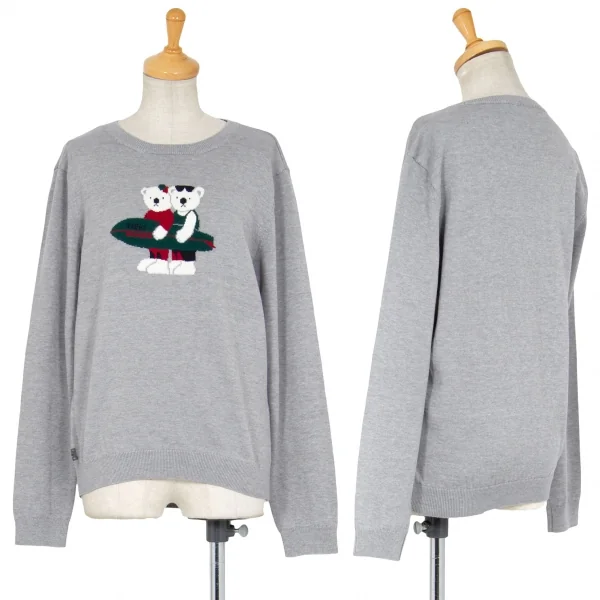 マドモアゼルノンノンMademoiselle NON NON サーフベアコットンウールブッチセーター 杢グレー38（M) K-86051_001