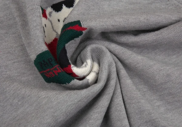 マドモアゼルノンノンMademoiselle NON NON サーフベアコットンウールブッチセーター 杢グレー38（M) K-86051_011