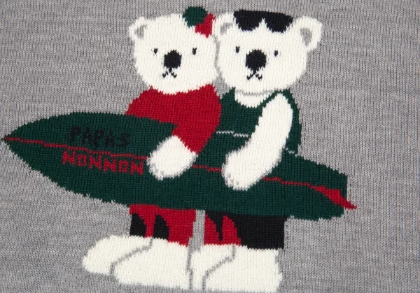 マドモアゼルノンノンMademoiselle NON NON サーフベアコットンウールブッチセーター 杢グレー38（M) K-86051_005