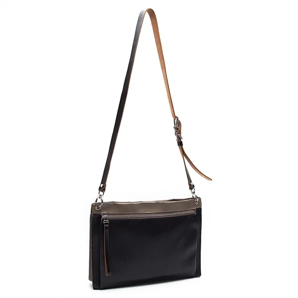 マルニMARNI 配色レザーショルダーバッグ 黒茶 K-86058_001