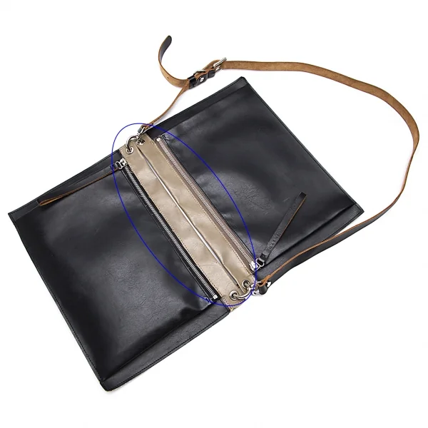 マルニMARNI 配色レザーショルダーバッグ 黒茶 K-86058_010