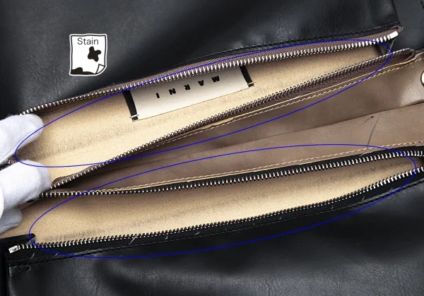 マルニMARNI 配色レザーショルダーバッグ 黒茶 K-86058_011