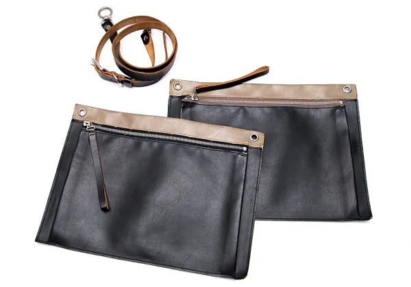 マルニMARNI 配色レザーショルダーバッグ 黒茶 K-86058_017