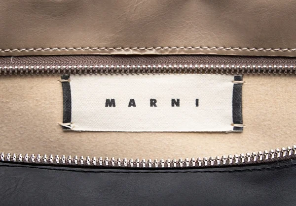 マルニMARNI 配色レザーショルダーバッグ 黒茶 K-86058_019