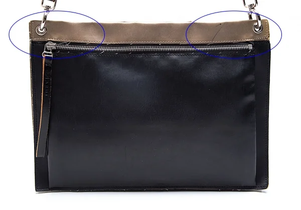 マルニMARNI 配色レザーショルダーバッグ 黒茶 K-86058_005