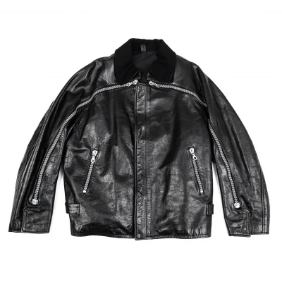 ヨウジヤマモト プールオムYohji Yamamoto POUR HOMME 6.1 THE EN ririジップデザインレザーブルゾン