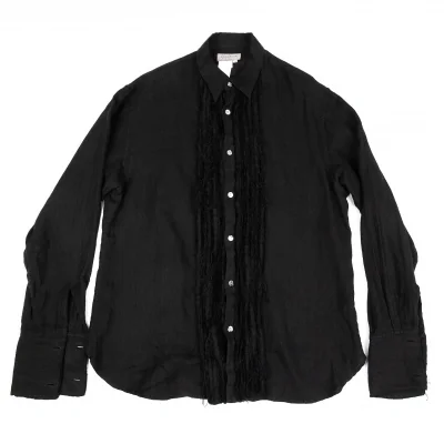 ヨウジヤマモト プールオムYohji Yamamoto POUR HOMME 前立てフリル装飾リネンシャツ
