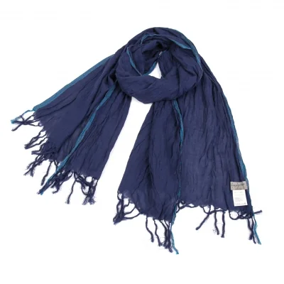 ヨウジヤマモト プールオムYohji Yamamoto POUR HOMME サイドストライプコットンシースルーストール 紺