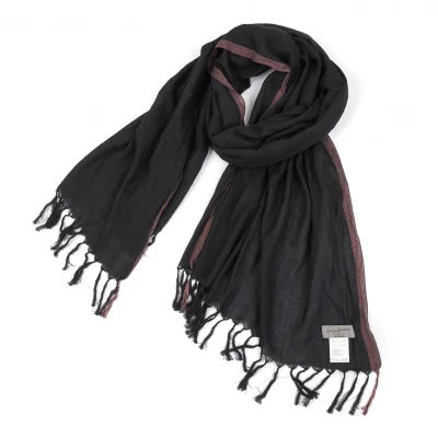 ヨウジヤマモト プールオムYohji Yamamoto POUR HOMME サイドストライプコットンシースルーストール 黒