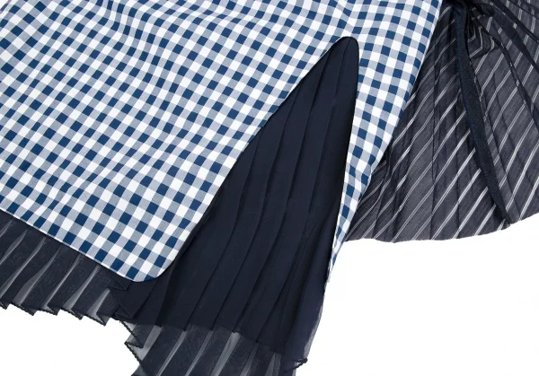 ファセッタズムFACETASM シフォンレイヤードギンガムチェックスカート 紺1 K-86198_010