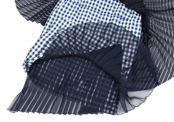 ファセッタズムFACETASM シフォンレイヤードギンガムチェックスカート 紺1 K-86198_013