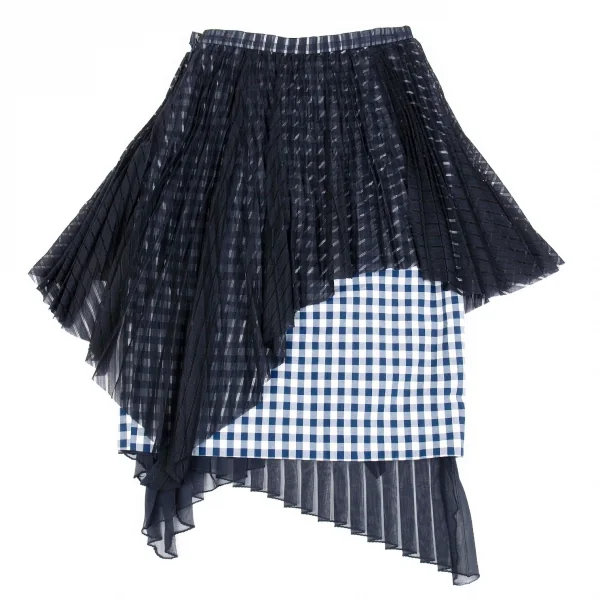 ファセッタズムFACETASM シフォンレイヤードギンガムチェックスカート 紺1 K-86198_014