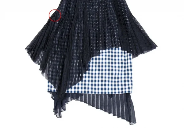 ファセッタズムFACETASM シフォンレイヤードギンガムチェックスカート 紺1 K-86198_015
