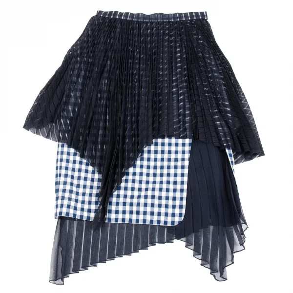 ファセッタズムFACETASM シフォンレイヤードギンガムチェックスカート 紺1 K-86198_002