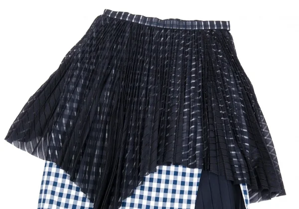 ファセッタズムFACETASM シフォンレイヤードギンガムチェックスカート 紺1 K-86198_003