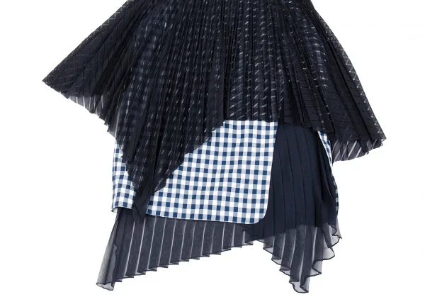 ファセッタズムFACETASM シフォンレイヤードギンガムチェックスカート 紺1 K-86198_006