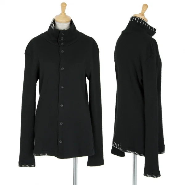 ヨウジヤマモト ファムYohji Yamamoto FEMME アンゴラウールかがり刺繍ハイネックカーディガン