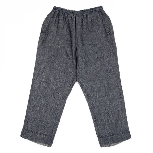 ワイズフォーリビングY's for living リネンダンガリークロップドパンツ 紺L位 K-86286_001