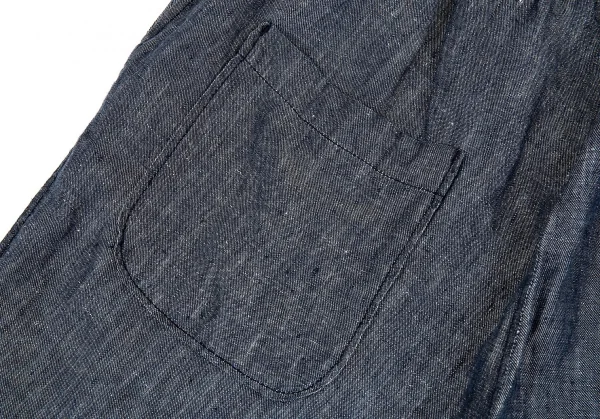 ワイズフォーリビングY's for living リネンダンガリークロップドパンツ 紺L位 K-86286_008