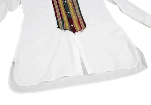 ワイズY's ジャガードテープ切替ロングシャツ 白2 K-86289_013