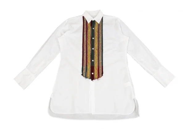 ワイズY's ジャガードテープ切替ロングシャツ 白2 K-86289_002