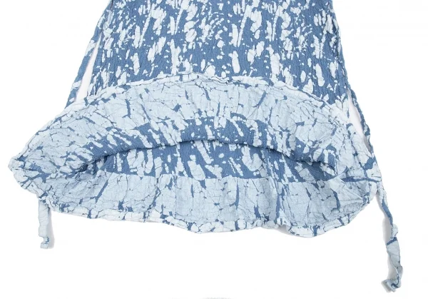 イッセイミヤケ ミーISSEY MIYAKE me スプラッシュプリントカリフラワーノースリーブワンピース 青M位 K-86405_010