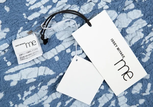 イッセイミヤケ ミーISSEY MIYAKE me スプラッシュプリントカリフラワーノースリーブワンピース 青M位 K-86405_016