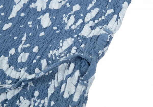イッセイミヤケ ミーISSEY MIYAKE me スプラッシュプリントカリフラワーノースリーブワンピース 青M位 K-86405_009