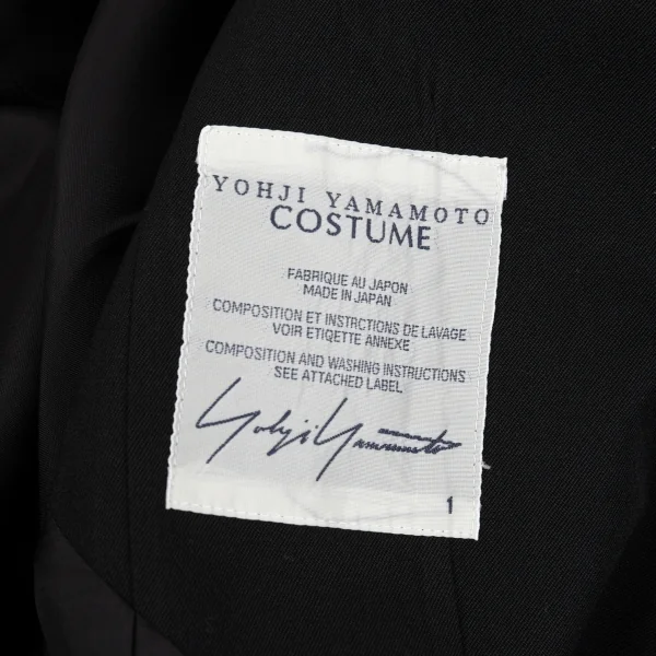 ヨウジヤマモト コスチュームYohji Yamamoto COSTUME ギャバタックジャケット 黒1 K-86427_016