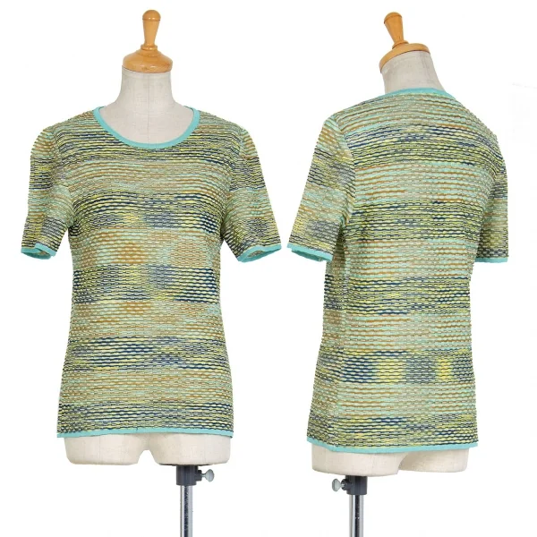 ミッソーニMISSONI デザイン編みニットTシャツ マルチ42 K-86495_001