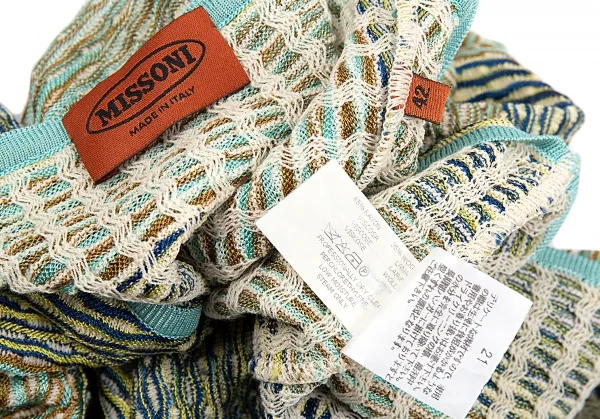 ミッソーニMISSONI デザイン編みニットTシャツ マルチ42 K-86495_012