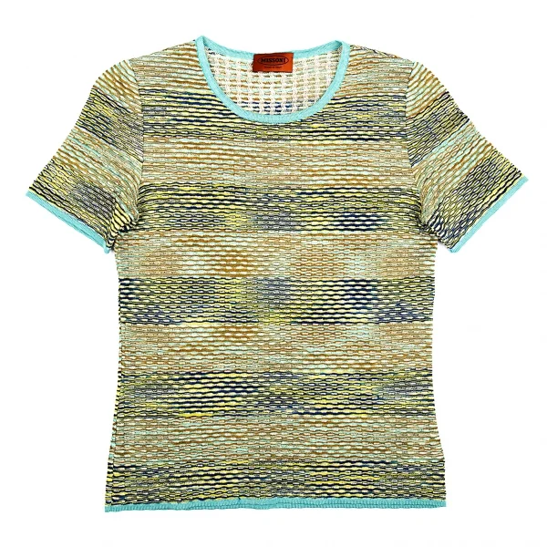 ミッソーニMISSONI デザイン編みニットTシャツ マルチ42 K-86495_002