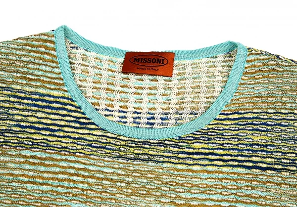 ミッソーニMISSONI デザイン編みニットTシャツ マルチ42 K-86495_003
