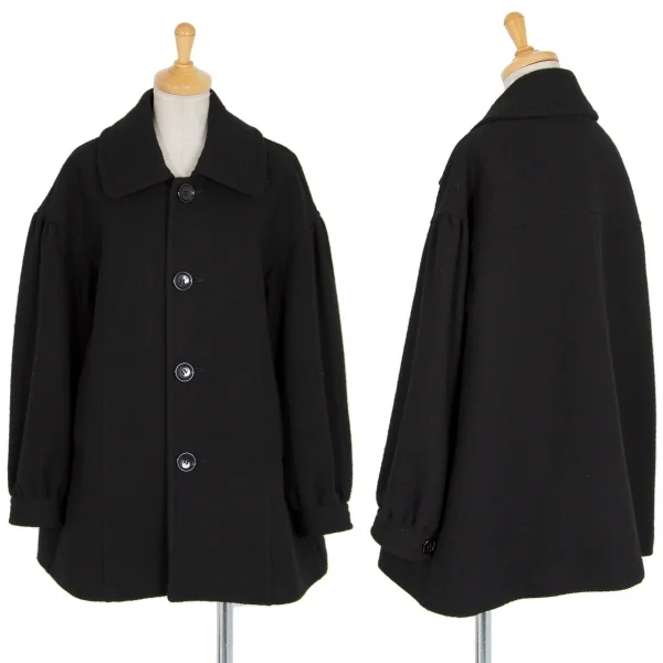 トリココムデギャルソンtricot COMME des GARCONS ウールナイロンヘリンボーンバルーンスリーブワイドジャケット 黒S K-86508_001