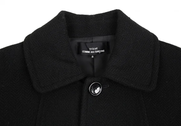 トリココムデギャルソンtricot COMME des GARCONS ウールナイロンヘリンボーンバルーンスリーブワイドジャケット 黒S K-86508_003