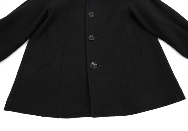 トリココムデギャルソンtricot COMME des GARCONS ウールナイロンヘリンボーンバルーンスリーブワイドジャケット 黒S K-86508_008