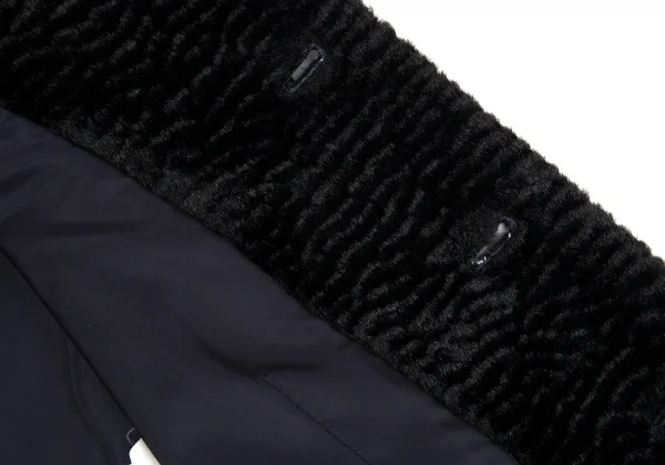 ローブドシャンブル コムデギャルソンrobe de chambre COMME des GARCONS スワカラフェイクファー切替ビッグカラージャケット 紺M位 K-86511_013