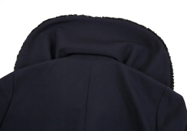 ローブドシャンブル コムデギャルソンrobe de chambre COMME des GARCONS スワカラフェイクファー切替ビッグカラージャケット 紺M位 K-86511_015