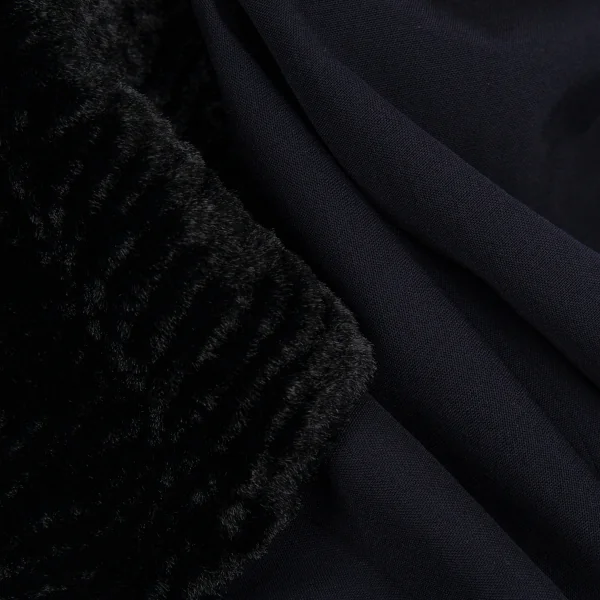 ローブドシャンブル コムデギャルソンrobe de chambre COMME des GARCONS スワカラフェイクファー切替ビッグカラージャケット 紺M位 K-86511_016