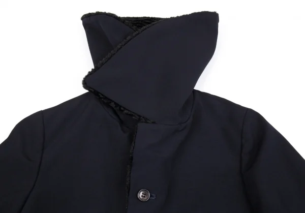 ローブドシャンブル コムデギャルソンrobe de chambre COMME des GARCONS スワカラフェイクファー切替ビッグカラージャケット 紺M位 K-86511_004