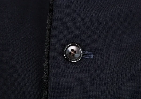 ローブドシャンブル コムデギャルソンrobe de chambre COMME des GARCONS スワカラフェイクファー切替ビッグカラージャケット 紺M位 K-86511_005