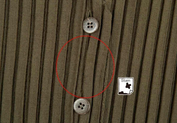 イッセイミヤケISSEY MIYAKEバックメッシュ切替プリーツジレベスト カーキM K-86542_004