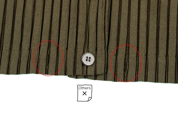 イッセイミヤケISSEY MIYAKEバックメッシュ切替プリーツジレベスト カーキM K-86542_006